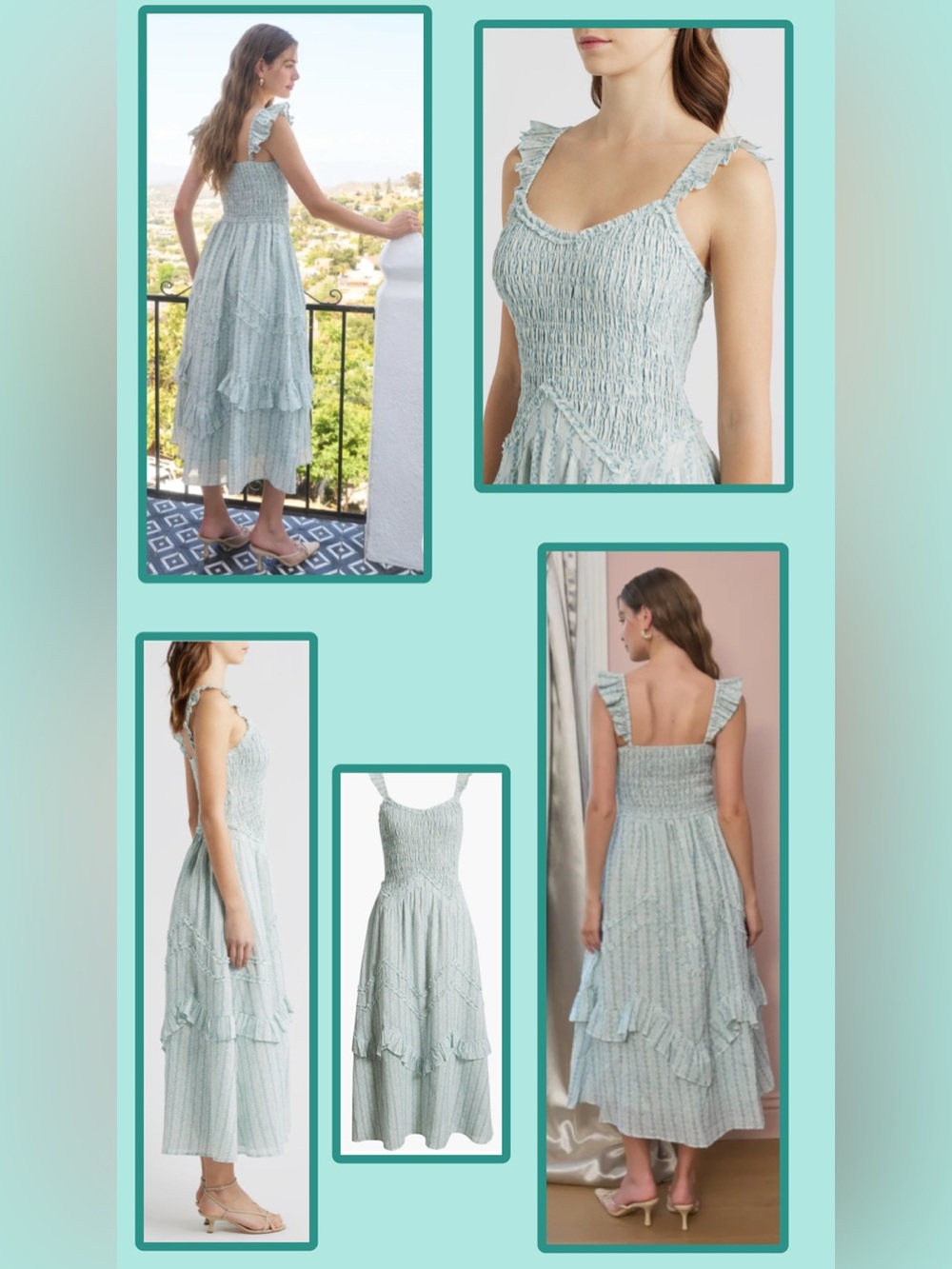 NWT Moon River Smocked Ruffle Strap Midi Dress Small - Picture 5 of 16